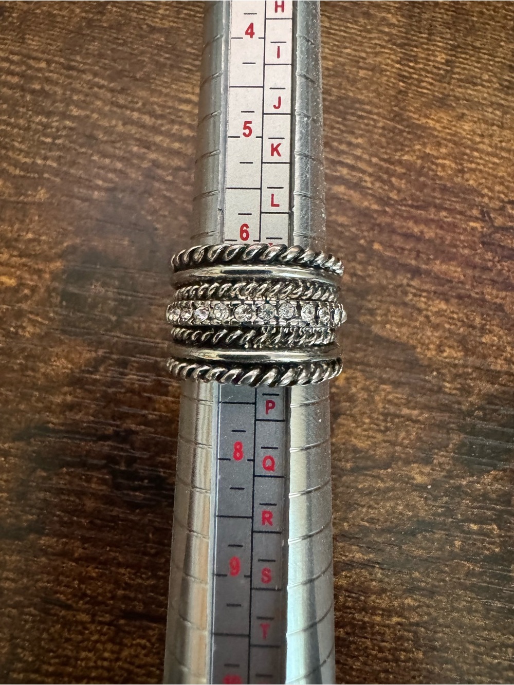 Silver-Tone Multi-Row Crystal Ring